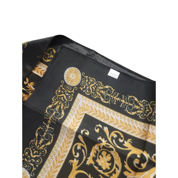 Gold Baroque Square Scarf 100% Polyester Black & Gold Accents  35"x35" - Picture 4 of 12